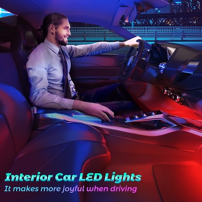 4 ชิ้น 48 Led Strip รถ บรรยากาศภายในไฟ IP65 พร้อมพอร์ต USB APP Control