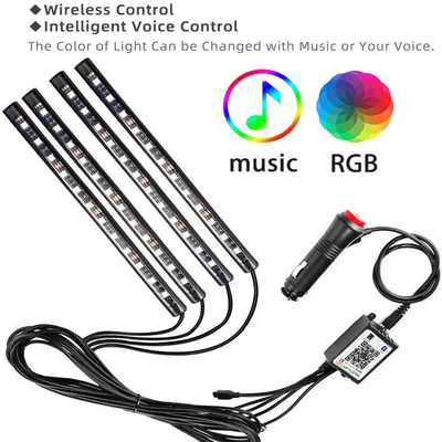 4 ชิ้น 48 Led Strip รถ บรรยากาศภายในไฟ IP65 พร้อมพอร์ต USB APP Control
